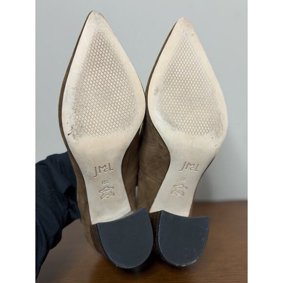 J. McLaughlin Beatrice Toasted Coconut Brown Suede Block Heels Pumps Sz 8.5 - Picture 5 of 8